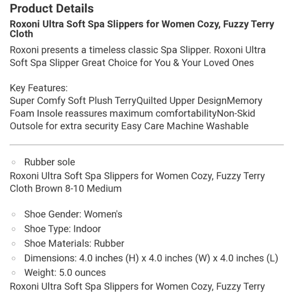 Roxoni Ultra Soft Spa Slippers for Women Cozy, Fuzzy Terry Cloth Memory Foam - Picture 8 of 10